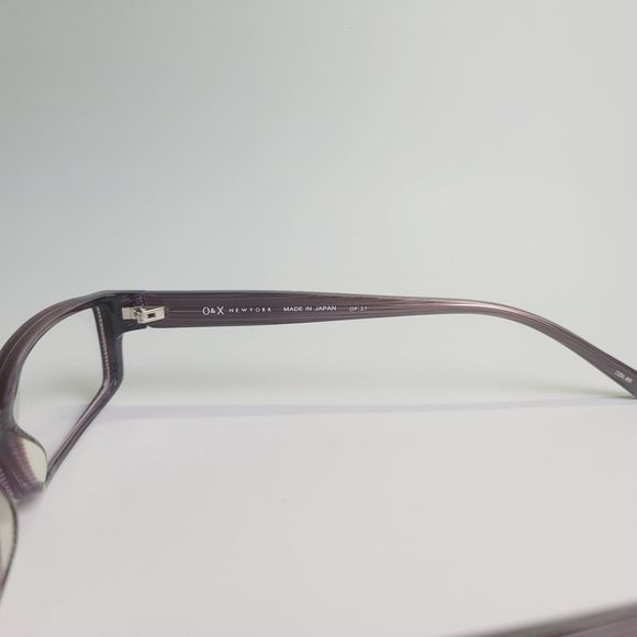 O&X NY OP-37 eyeglasses brown plum rectangular full stripe frame 53-17 143 C7 - Picture 5 of 12